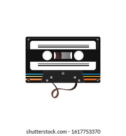 Old recorded audio cassette. vector illustration element.