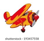 The old red biplane cartoon