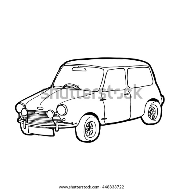 Old Red Car Outline Vector Illustration Stock Vector (Royalty Free ...
