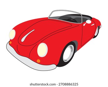 Viejo convertible rojo. El fondo blanco