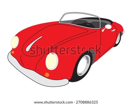 Old red convertible. White background