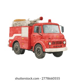 Old red fire truck with white details