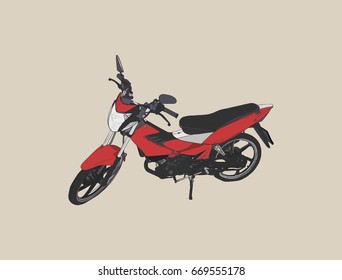 old and red motorbike sketch vector.