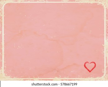 Old red paper background  with little heart and place for your text