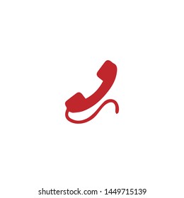 Old red phone icon. Vector in flat design. 