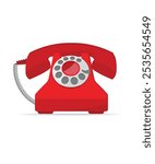 Old red phone on white background stock illustration