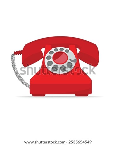 Old red phone on white background stock illustration