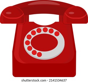 Old red telephone, illustration, vector on a white background.