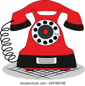 Old Red Telephone On Stand Vector Stock Vector (Royalty Free) 699780748 ...