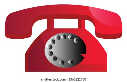 Old red telephone vector illustration on a white background