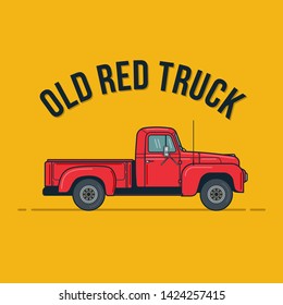 old red truck cartoon vector