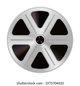Old reel of filmstrip in a realistic style. Isolated on a white background. Vector illustration.