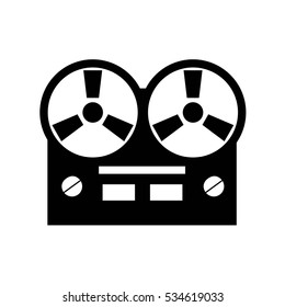 Old Reel Tape Recorder Icon. Vector Illustration.