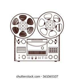 Old reel tape recorder. Vector illustration.