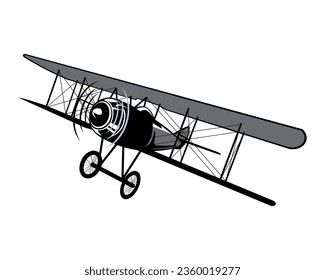 Old, retro airplane vector illustration. Isolated on white background.