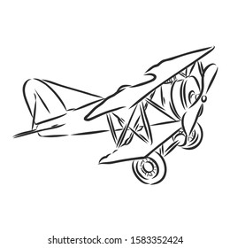 Old retro airplane vector sketch 