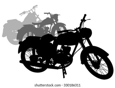 Old retro bike on white background