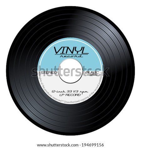 Old, retro blue vinyl record, LP, eps10 vector art image illustration. isolated on white background