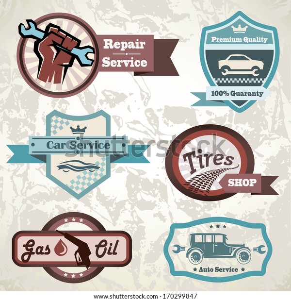 Old Retro Car Emblem Collection Vintage Stock Vector (Royalty Free