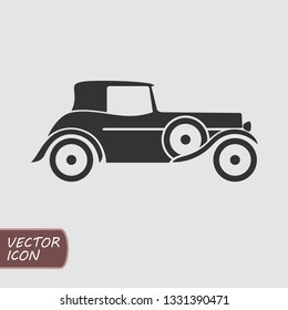 Old retro car flat icon. Vector illustration.