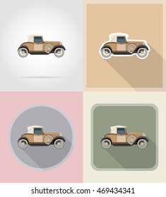 old retro car flat icons vector illustration isolated on background