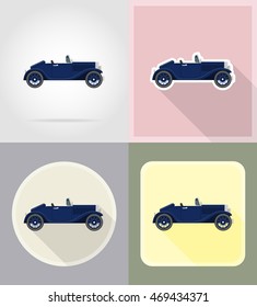 old retro car flat icons vector illustration isolated on background