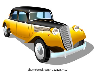 Old retro car on white background, vector illustration