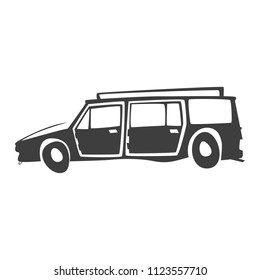 old retro car on a white background