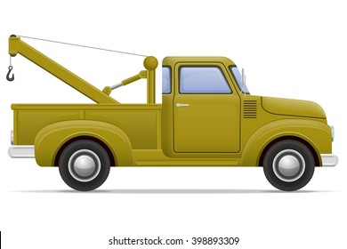 old retro car pickup vector illustration isolated on white background