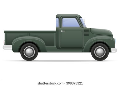 old retro car pickup vector illustration isolated on white background