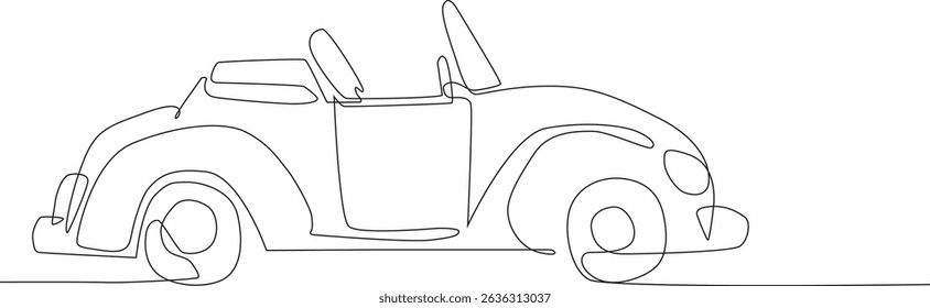 old retro car with a single line