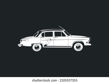 old retro car. vector graphics. illustration. silhouette. cutting