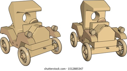 Old retro cart, illustration, vector on white background.