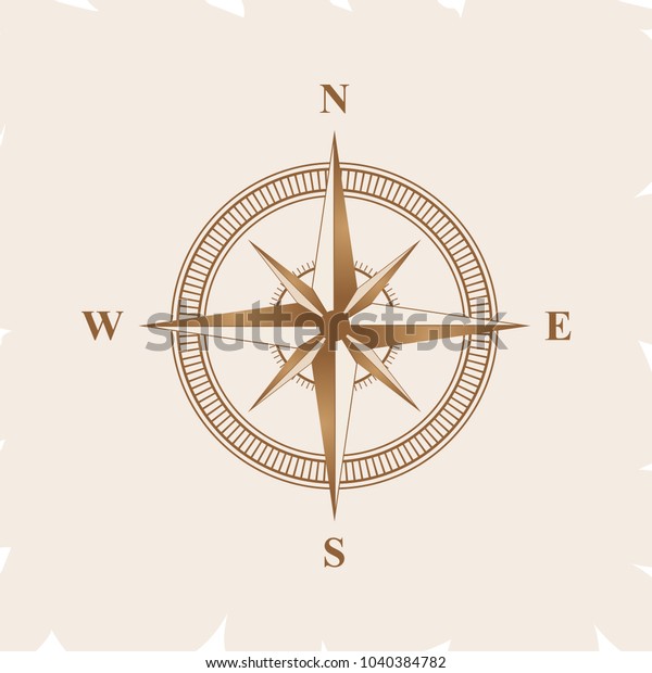 Old Retro Compass Navigating Brown Flat Stock Vector Royalty Free 1040384782 1814