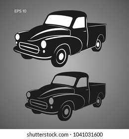 Old retro farmer pickup truck vector illustration icon.