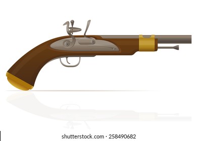 old retro flintlock pistol vector illustration isolated on white background