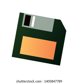 Old retro floppy disk from plastic and metal material