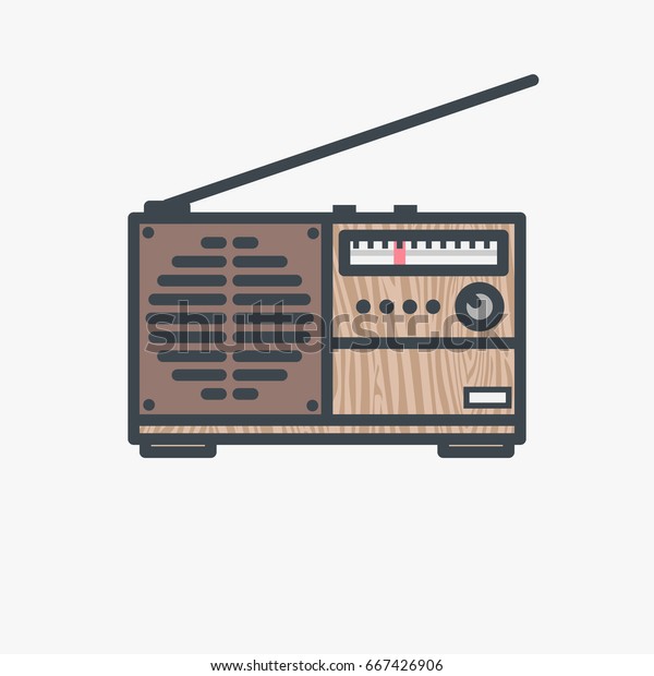 Old Retro Fm Radio Vintage Radio Stock Vektorgrafik Lizenzfrei