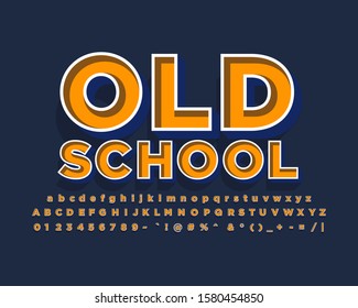 Old retro font effect with bold outline and shadow, youth style typography font