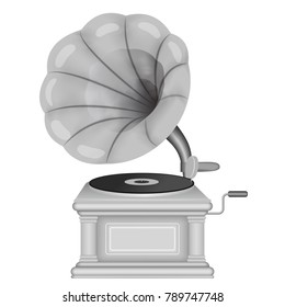 Old retro gramophone. Phonograph  on a white background. Music, nostalgia symbol. Vintage vector illustration.
