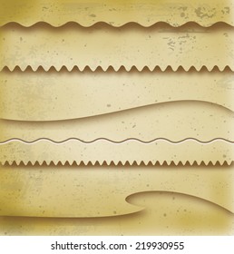 Old retro grungy divider set on beige background vector