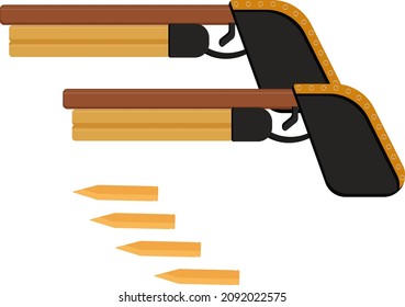 Alte Retro-Pistole, Illustration, Vektorgrafik auf weißem Hintergrund.