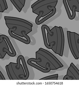 Old retro iron pattern seamless. Heavy heated metal appliance for ironing linen, fabrics. vector background