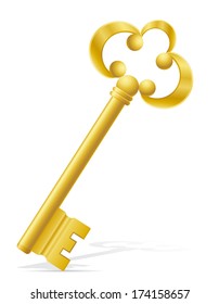 old retro key door lock vector illustration isolated on white background