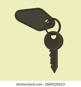 Old Retro Key Isolated On Cream Background. Vector design.