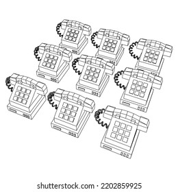 Old retro landline telephone. Vintage phone call center concept. Wireframe low poly mesh vector illustration