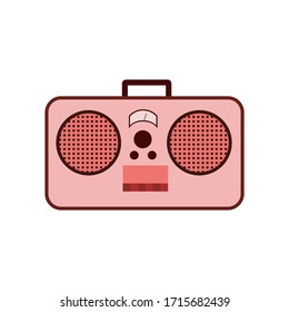 Old Retro Media Music and Radio Player. Vector Illustration. Flat Icon Design.