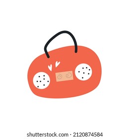 Old Retro Media Music and Radio Player. Vector Illustration. Flat Icon Design. Isolated on White Background