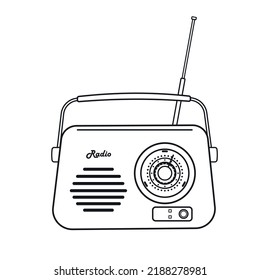 Old Retro Media Music and Radio Player Line art. Flat Icon Design. Isolated on White Background