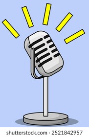 Old, retro microphone in a Cartoon style with sound representation